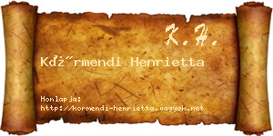 Körmendi Henrietta névjegykártya