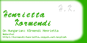 henrietta kormendi business card
